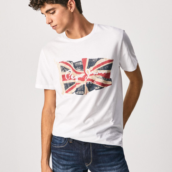 Pepe Jeans Ανδρική κοντομάνικη μπλούζα Flag Logo N Waving Flag T-Shirt